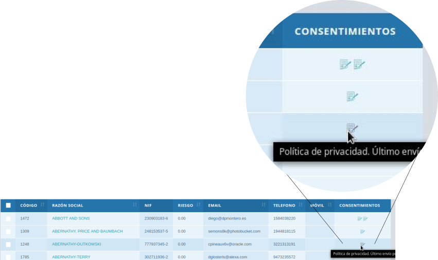 Capture management of consents through signed emails of company policies