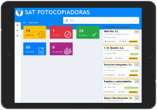 Capture of SAT Technical Attention Service for photocopiers webapp software
